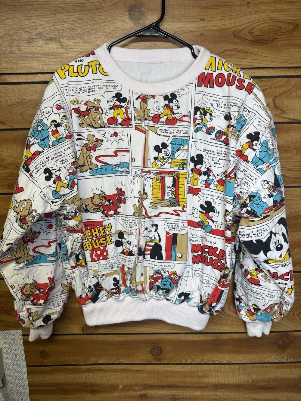 Vintage 1980’s Disney Reversible Puffy AOP Crew with Minnie Mouse Size M/L